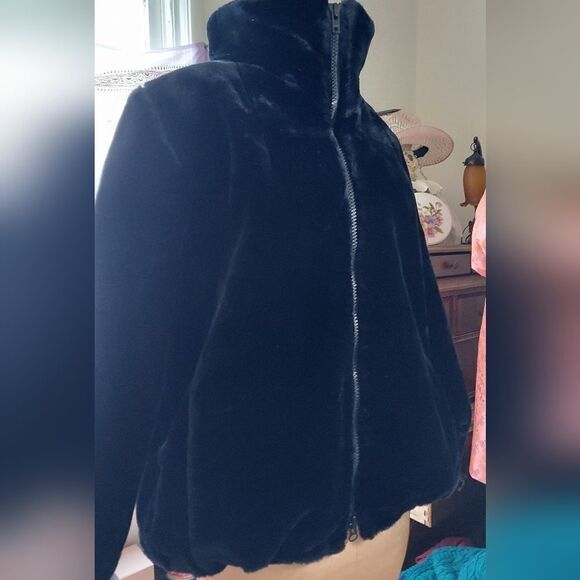 Vintage Leslie Fay | Faux Fur Jacket  Black Jacket Size S - Picture 2 of 8